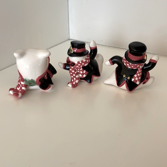 Fitz and Floyd, Holly Jolly Snowman, set of 3 with original box. Winter display! - Picture 15 of 15